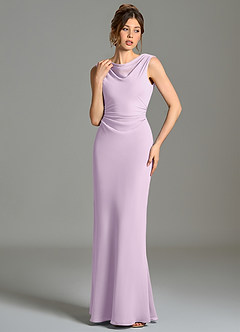 Azazie Kieryn Bridesmaid Dresses Frosted Lilac Mermaid Pleated Chiffon Dress image4