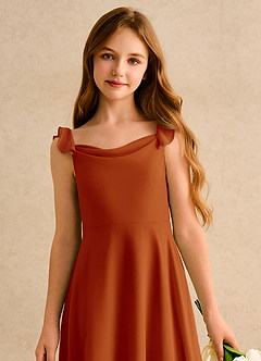 Azazie Puppy Junior Formal vestidos de niña de las flores Vestido de Pimenton de Gasa de Corte En A con Plisado image6