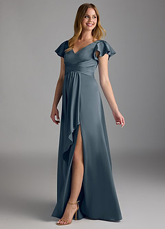 Azazie Omari Brautjungfernkleider A-Linie Stretch-Satin Kleid Zwielichtviolett image5