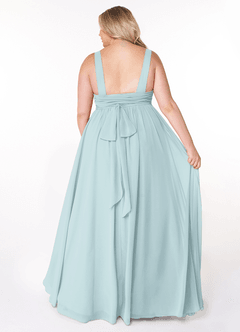 Azazie Kora Bridesmaid Dresses Mist A-Line Pleated Chiffon Dress image8