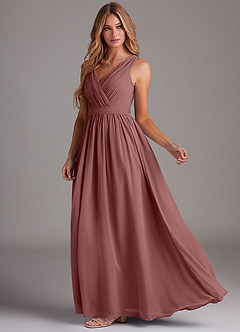 Azazie Kingsley Bridesmaid Dresses Desert Rose A-Line Lace Chiffon Dress image4