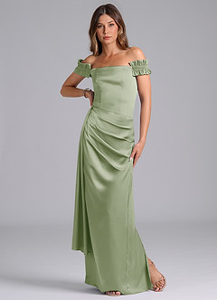 Azazie Kalysia Vestidos de damas de honor Vestido de Salvia Polvorienta de Satén Elástico de Corte Sirena Convertible con Vestidos sin tirantes image3