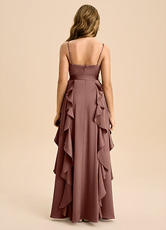 Azazie Peyton Junior Robe Trapèze en Satin extensible Plissée Expresso image2