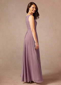 Azazie Ainsling Abiti per la Madre della Sposa Abito A-Line in Chiffon in Pizzo con Scollo Quadrato Rosa Polverosa image4