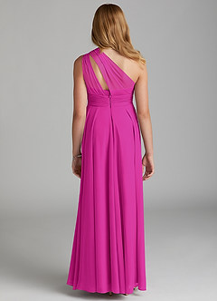 Azazie Charlize Junior Fuchsia A-Line Mesh Dress image2