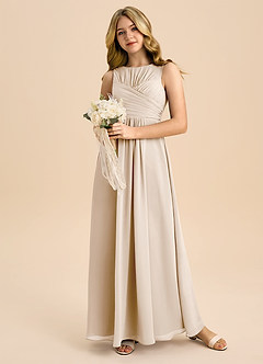 Azazie Skyla Junior White Alabaster A-Line Pleated Chiffon Dress image5