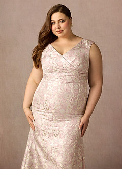 Azazie Elanor Klänningar till brudens mor Klä Sjöjungfru i Jacquard 1 Plisserad Dammig Ros image7