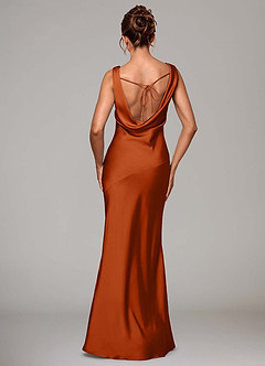 Azazie Rylina Bridesmaid Dresses Burnt Orange Mermaid Stretch Satin Dress image10