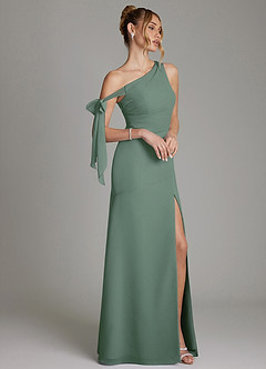 Azazie Aylin 신부 들러리 드레스 쉬스 오프 더 숄더 쉬폰 바닥 길이 드레스 image6