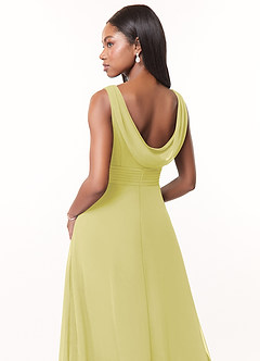 Azazie Karina Bridesmaid Dresses Lemon Sorbet A-Line Pleated Chiffon Dress image4