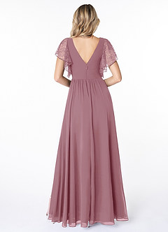 Azazie Zella Bridesmaid Dresses Vintage Mauve A-Line Lace Chiffon Dress image2
