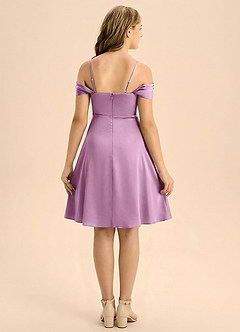 Azazie Anselie Junior Linia A Pofałdowany Satyna elastyczna Mini Młodsza druhna Sukienka image2