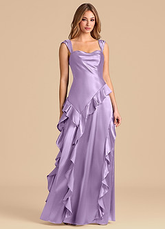 Azazie Sloane Brautjungfernkleider A-Linie Herzausschnitt Metallischer Satin Kleid Flieder image5
