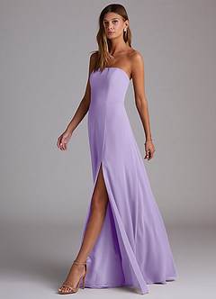 Azazie Wren Bridesmaid Dresses Lilac A-Line Side Slit Chiffon Convertible Dress image6