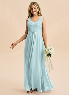 Azazie Odette Junior Vestido de Neblina de Gasa de Corte en A con Escote de Corazón image1