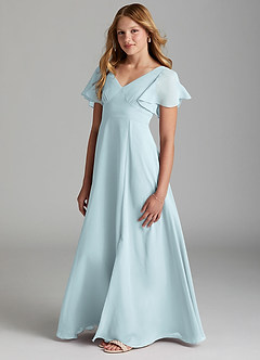 Azazie Kimber Junior Mist A-Line Pleated Chiffon Dress image5