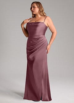 Azazie Leonis Bridesmaid Dresses Amethyst Mermaid Pleated Stretch Satin Convertible Dress image6