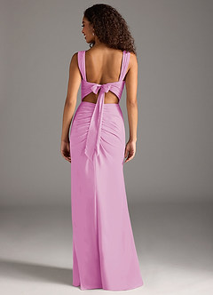 Azazie Jesaphine Bridesmaid Dresses Candy Pink Sheath Bow Chiffon Dress image2