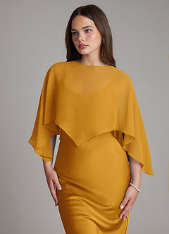 Azazie Ambra Bridesmaid Dresses Butterscotch Mermaid Pleated Stretch Satin Dress image4