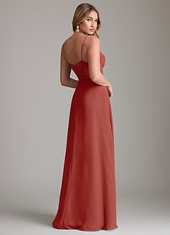 Azazie Terese Bridesmaid Dresses Terracotta A-Line Pleated Chiffon Dress image2