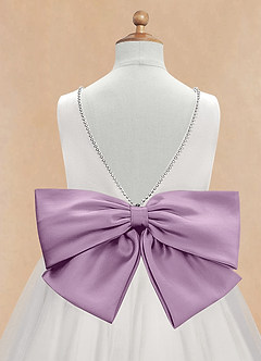 Azazie Seline Flower Girl Dresses Ivory Wisteria A-Line Bow Tulle Dress image9