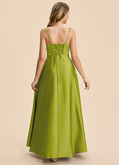 Azazie Azaria Junior Lemongrass A-Line Pleated Stretch Satin Dress image2
