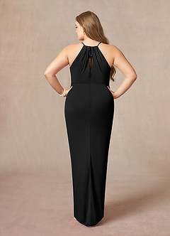 Azazie Hadid Final Sale Black Sheath Pleated Mesh Dress image8