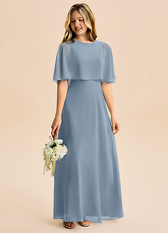 Azazie Maris Junior Dusty Blue A-Line Chiffon Dress image6