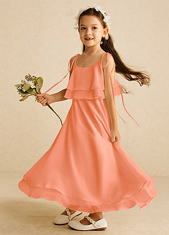 Azazie Temi Flower Girl Dresses Sunset A-Line Spaghetti Strap Chiffon Dress image1