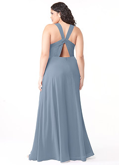 Azazie Jane Bridesmaid Dresses Dusty Blue A-Line V-Neck Pleated Chiffon Dress image7