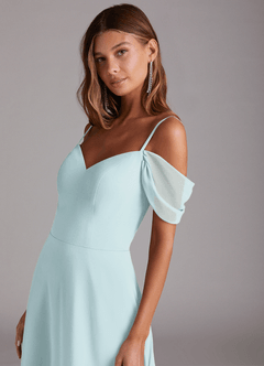 Azazie Marley Brautjungfernkleider Wandelbar A-Linie Schulterfrei Chiffon Kleid Nebel image8