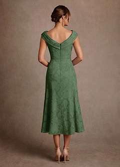 Azazie Keith Mother of the Bride Dresses Eucalyptus Sheath Pleated Floral Burnout Dress image2
