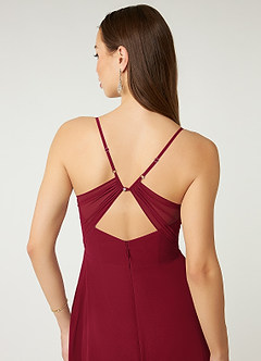 Azazie Minie Final Sale Burgundy A-Line Bow Chiffon Dress image7