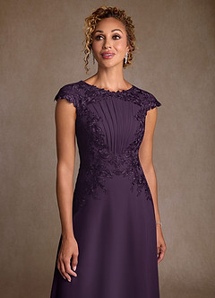 Azazie Christi Abiti per la Madre della Sposa Abito A-Line in Chiffon Pizzo Prugna image5