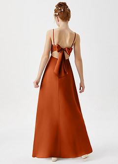 Azazie Shale Junior Burnt Orange A-Line Stretch Satin Dress image3