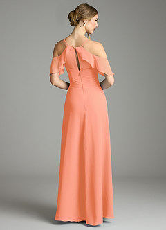 Azazie Dakota Bridesmaid Dresses Sunset A-Line V-Neck Pleated Chiffon Dress image2