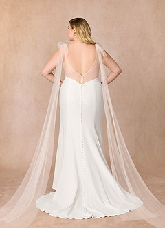 Azazie Sharen Robes de mariée Robe Sirène en Crêpe Élastique Blanc De Diamant image11