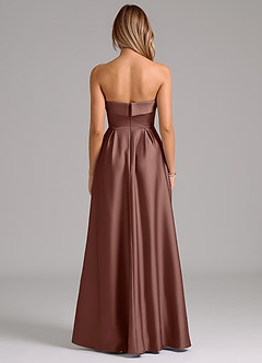 Azazie Lucienne Bridesmaid Dresses Espresso A-Line Strapless Stretch Satin Convertible Dress image7