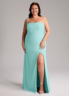 Azazie Leonis Bridesmaid Dresses Aqua Sheath Strapless Chiffon Convertible Dress image9