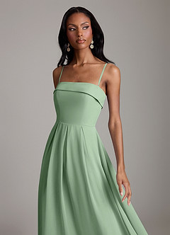 Azazie Lucienne Vestidos de damas de honor Vestido Matcha de Gasa de Línea A Convertible con Palabra de honor image3