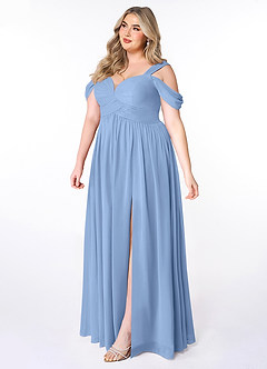 Azazie Lianne Bridesmaid Dresses A-Line Off the Shoulder Chiffon Floor-Length Dress image8