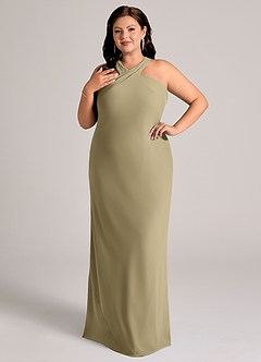 Azazie Doretta Bridesmaid Dresses Moss Green Mermaid Pleated Chiffon Dress image9
