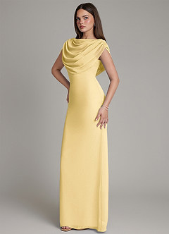 Azazie Hadley Bridesmaid Dresses Butter Mermaid Pleated Chiffon Dress image9
