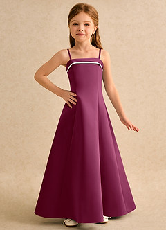Azazie Izel Girls Formal Flower Girl Klänningar Klänning A-Line i Matt satäng Plisserad image5