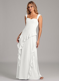 Azazie Sloane Bridesmaid Dresses White A-Line Sweetheart Neckline Chiffon Dress image6