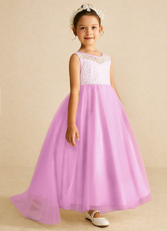 Azazie Tay Flower Girl Dresses Candy Pink A-Line Sequins Tulle Dress image3