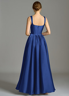Azazie Verina Bridesmaid Dresses Royal Blue A-Line Pleated Stretch Satin Dress image6