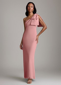 Azazie Yuanna Bridesmaid Dresses Dusty Rose Mermaid One Shoulder Chiffon Dress image1