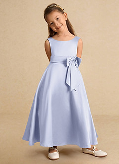 Azazie Lindy Flower Girl Dresses Lavender A-Line Pleated Matte Satin Dress image9