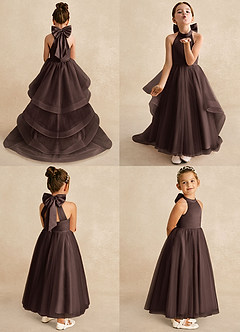 Azazie Bev Flower Girl Dresses Ganache A-Line Convertible Tulle Dress image2